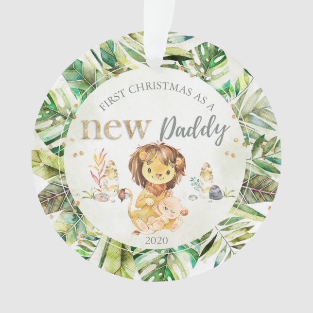 My First Christmas As New Daddy Lion Dad & Cub Ornament (Front)