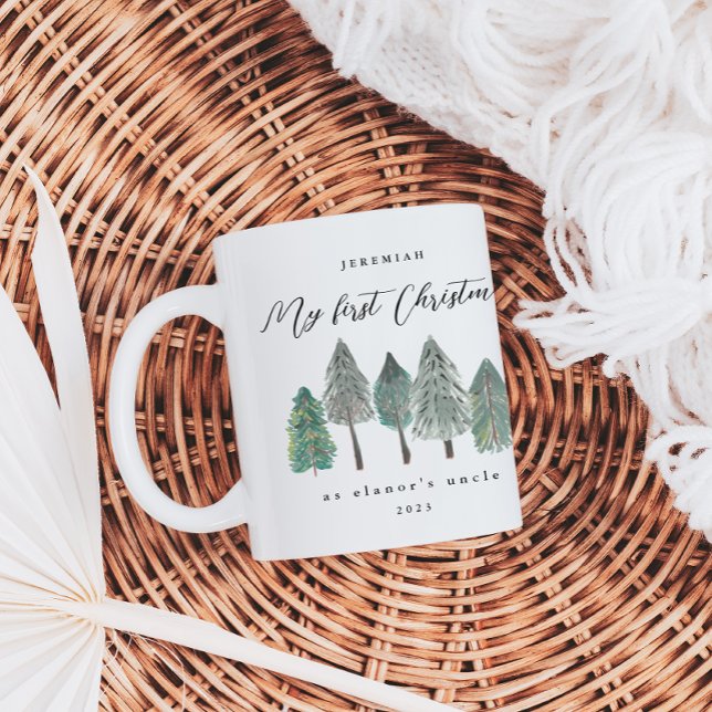 My First Christmas as Uncle Photo Pine Trees Coffee Mug (Creator Uploaded)