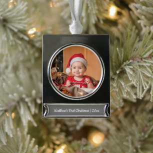My First Christmas Baby 1 photo Silver Plated Banner Ornament