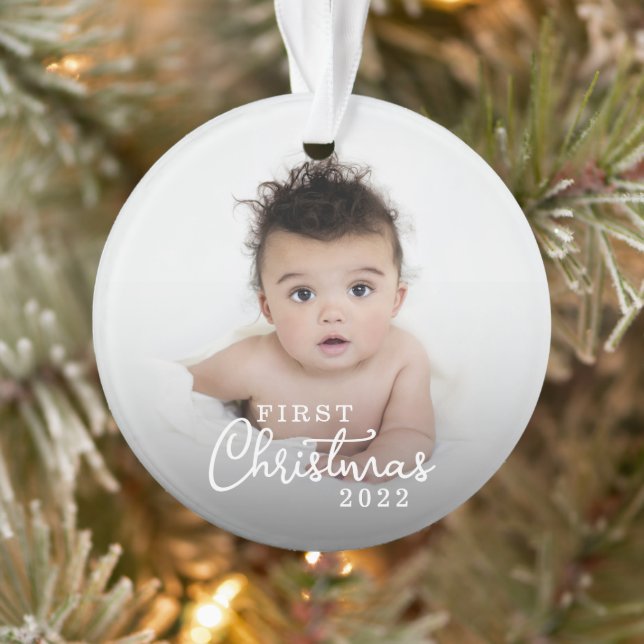 My First Christmas Baby 2 Photo with Year Ornament (Tree)