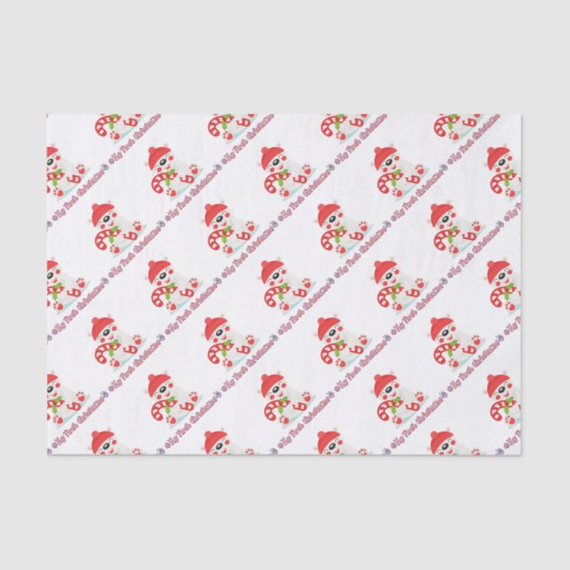 My First Christmas Baby Bear Tissue Paper (Front)