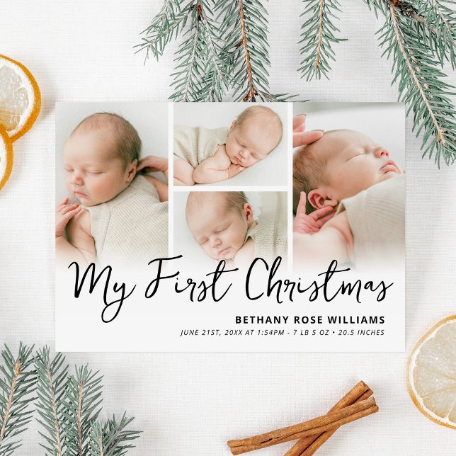 My First Christmas Baby Birth Photo Holiday Card (Creator Uploaded)