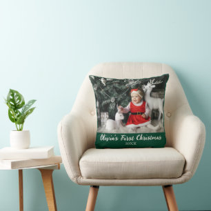 My First Christmas Baby Custom Photo Script Simple Cushion