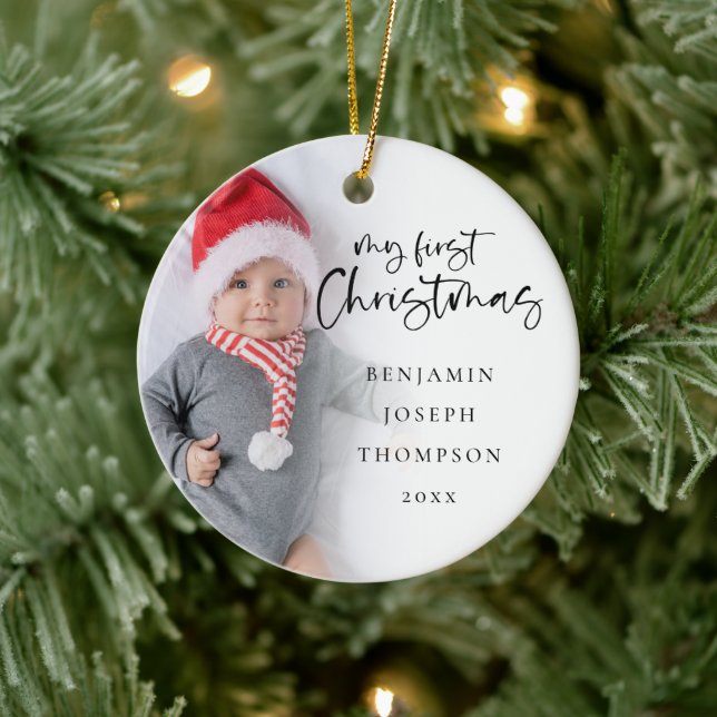My First Christmas Baby Name Year 2 Photos  Ceramic Tree Decoration (Tree)