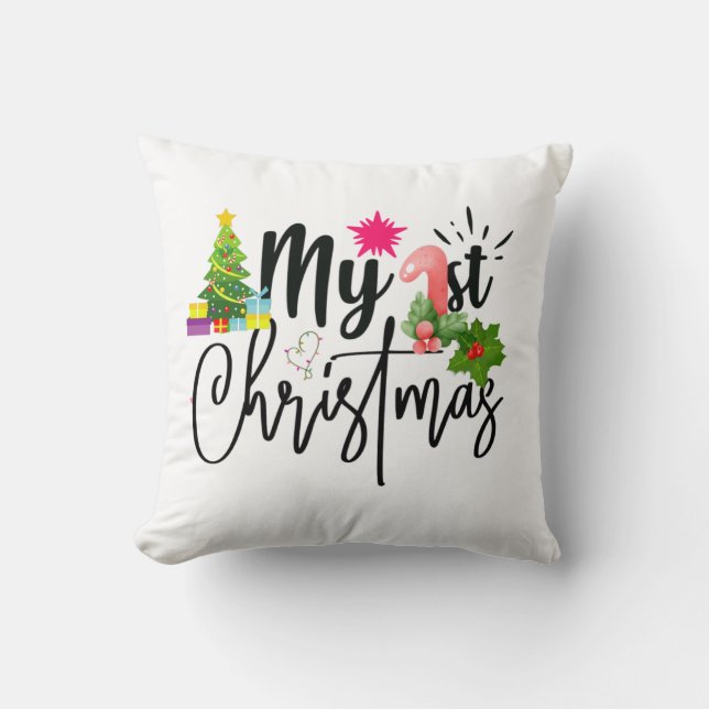 my first christmas baby outfit baby bodysuit cushion (Front)