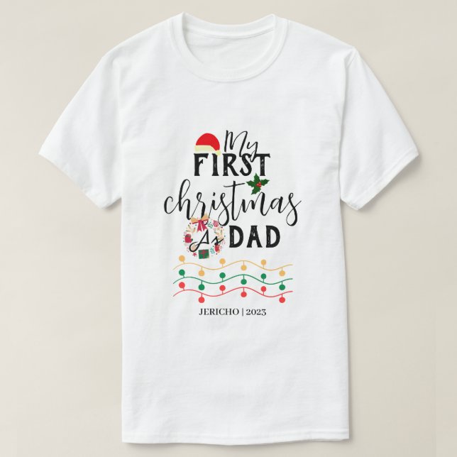 My First Christmas Baby Personalise Name  T-Shirt (Design Front)