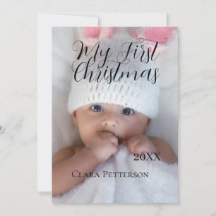 My first Christmas baby photo add name year modern Holiday Card