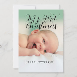 My first Christmas baby photo add name year modern Holiday Card