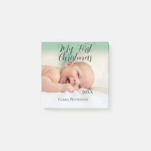 My first Christmas baby photo add name year modern Post-it Notes