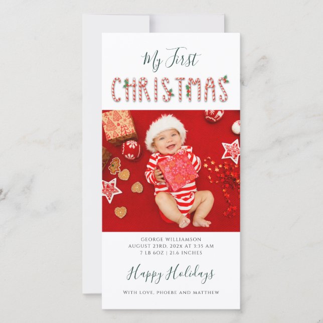 My First Christmas Baby Photo Collage Holiday Card (Front)
