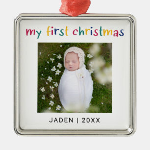 My First Christmas Baby Photo Colourful Cute Metal Tree Decoration
