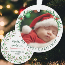 My First Christmas Baby Photo Floral