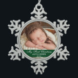 My First Christmas Baby Photo Green Snowflake Pewter Christmas Ornament<br><div class="desc">My First Christmas Baby Photo Green Snowflake Pewter Christmas Ornament</div>