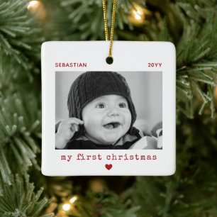 My First Christmas Baby Photo Keepsake Ceramic Ornament