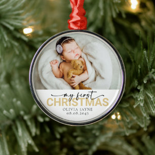 My First Christmas Baby Photo Keepsake Metal Tree Decoration
