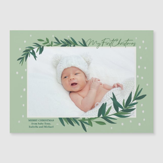  My First Christmas Baby Photo Magnetic Card (Front)