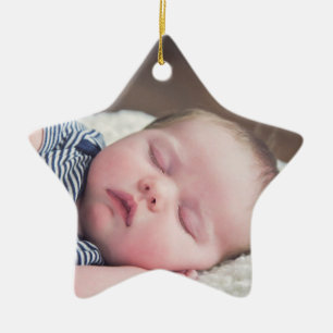 My First Christmas Baby Photo, Name and Year Ceramic Tree Decoration