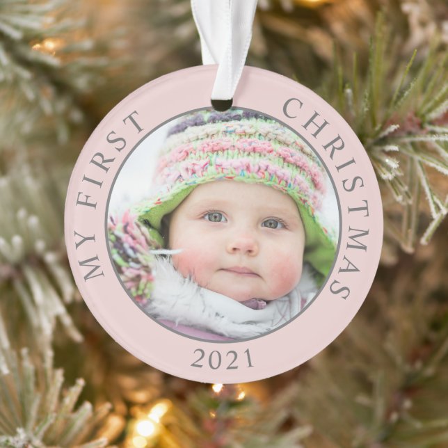 My First Christmas Baby Photo with Year Ornament (Tree)