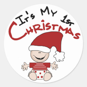 My First Christmas Baby Santa Tshirts and Gifts Classic Round Sticker