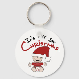 My First Christmas Baby Santa Tshirts and Gifts Key Ring