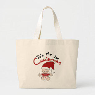 My First Christmas Baby Santa Tshirts and Gifts Large Tote Bag