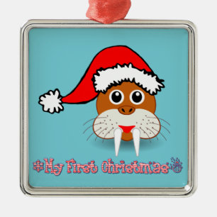 My First Christmas Baby Walrus Metal Tree Decoration