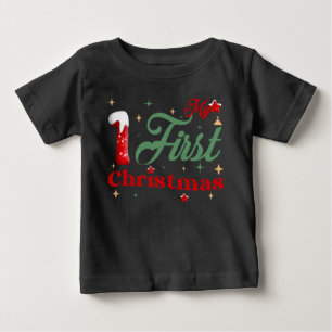 My First Christmas Black Baby Fine Jersey T-Shirt