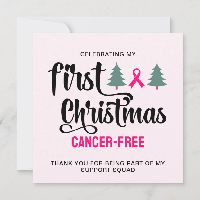 MY FIRST CHRISTMAS Breast Cancer Free Thank You Holiday Card (Front)