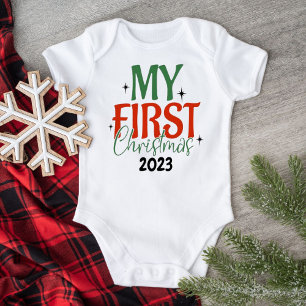 My First Christmas Bright Star Personalised White Baby Bodysuit