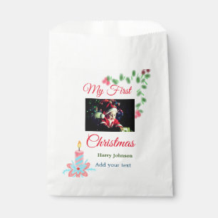 My first Christmas candle add baby photo name leav Favour Bags