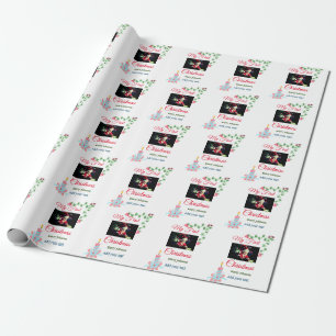 My first Christmas candle add baby photo name leav Wrapping Paper