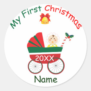 My First Christmas Classic Round Sticker