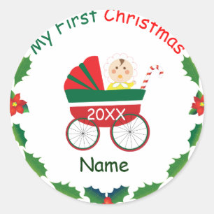 My First Christmas Classic Round Sticker