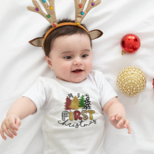 My First Christmas Colourful Trees  Baby Bodysuit