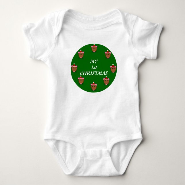 My First Christmas Custom Mouse Baby Bodysuit (Front)