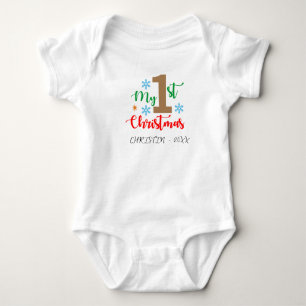 My First Christmas Custom Name Baby Bodysuit