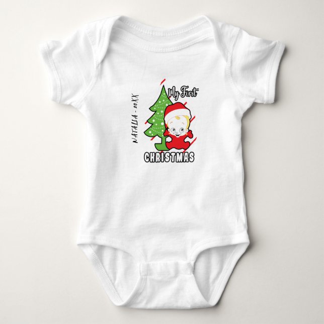 My First Christmas Custom Name Baby Bodysuit (Front)
