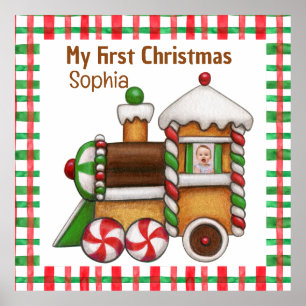 My first Christmas custom name cute train  Poster