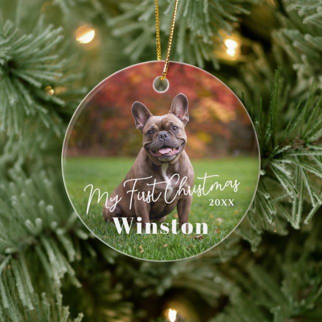 My First Christmas Custom Pet Name Photo Ceramic Tree Decoration (Tree)