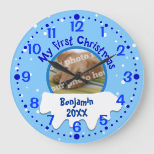 My First Christmas Custom Photo Clock w/ Minutes