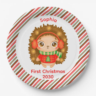 My First Christmas cute baby girl name christmas Paper Plate