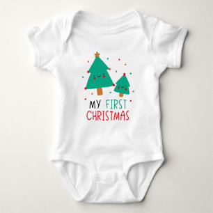 My First Christmas - Cute Christmas Trees Baby Bodysuit