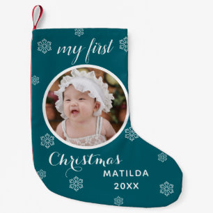 My First Christmas Cute Custom Baby Photo & Name Small Christmas Stocking