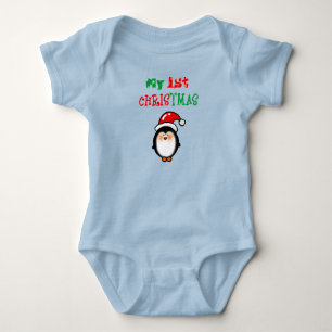 My First Christmas Cute Penguin Baby Bodysuit
