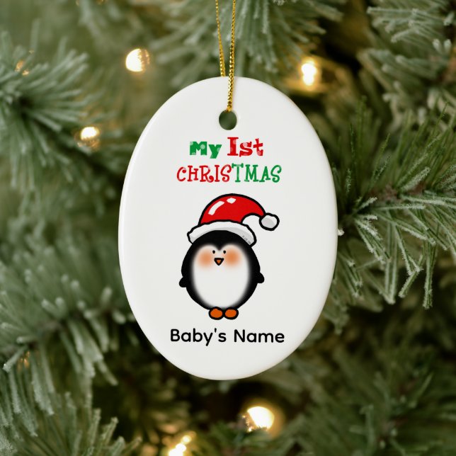 My First Christmas Cute Penguin Ceramic Tree Decoration (Tree)