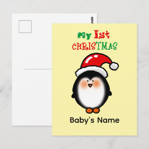 My First Christmas Cute Penguin Postcard
