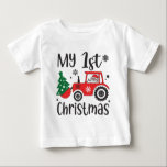 My First Christmas Cute Santa Tractor Farm Baby T-Shirt<br><div class="desc">My First Christmas Cute Santa Tractor Farm Christmas Baby Girl Baby Boy Baby T-Shirts features the text "My 1st Christmas" in modern script typography accented with Santa driving a tractor. Perfect Christmas gift for a baby girl or baby boy. Created by Evco Studio www.zazzle.com/store/evcostudio</div>