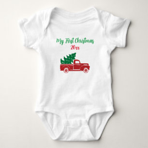 My First Christmas Cute Truck Baby Bodysuit