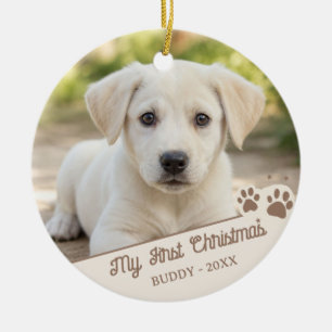 My First Christmas Dog Photo Pet Name & Year Ceramic Tree Decoration