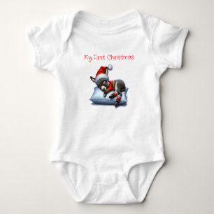 My First Christmas Donkey Baby Bodysuit